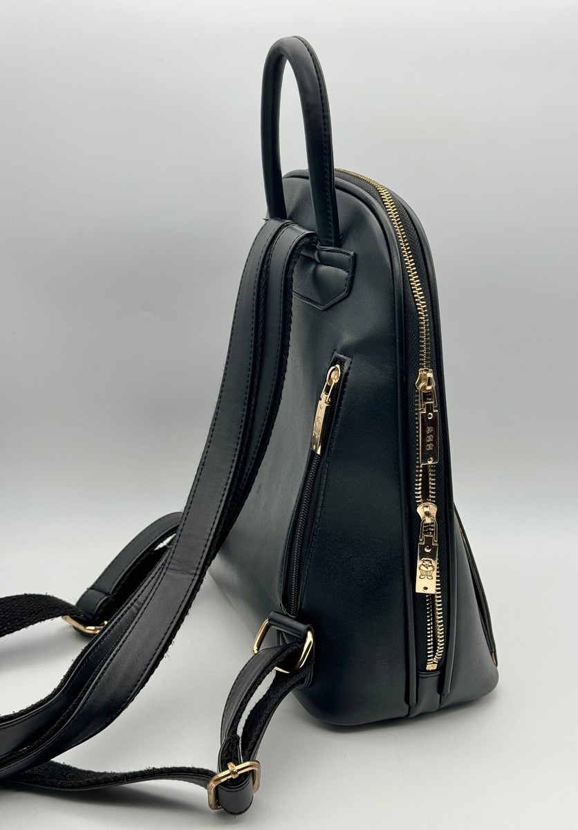 black leather fringe backpack Victorias Secret VS Black Faux Leather Fringe Backpack Bag Boho Drawstring  NEW