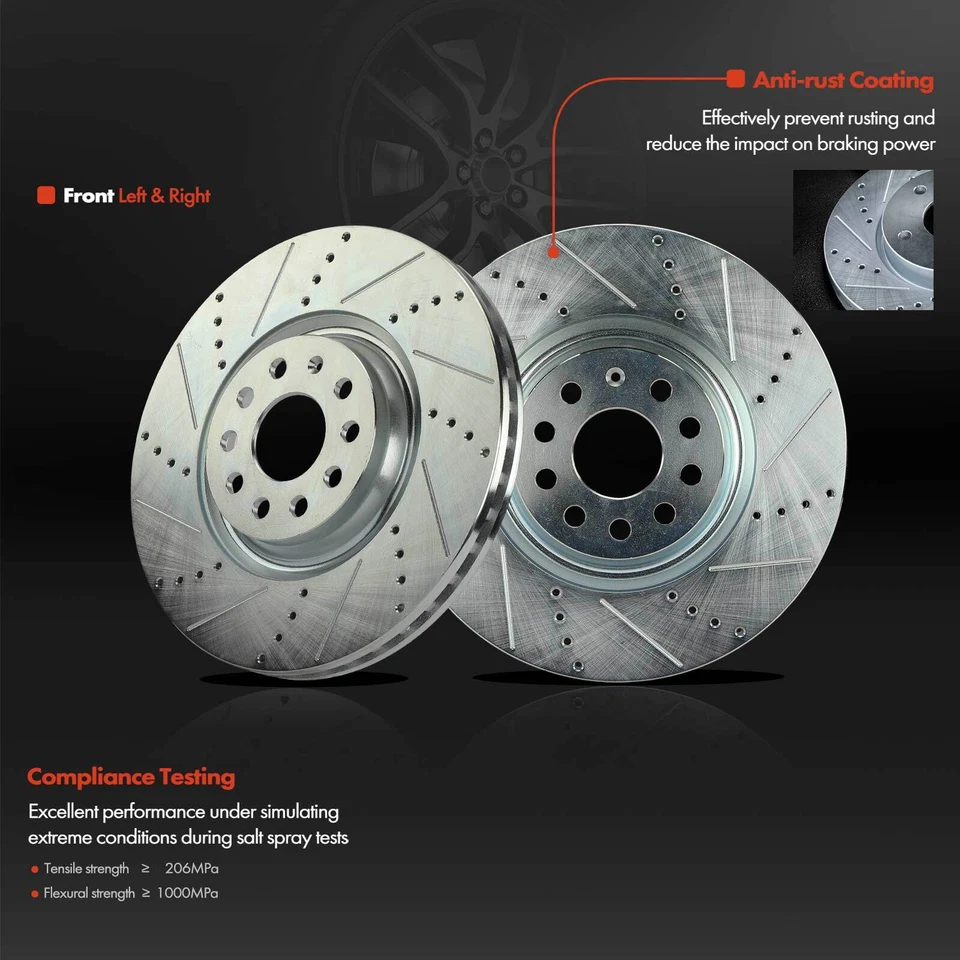 6xFront Drilled Brake Rotor & Ceramic Brake Pad for Audi S3 15-20 Volkswagen GTI - Image 4 of 4