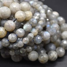 Labradorite Round FACETED Beads - 6mm 8mm 10mm 12mm, 14", for Jewellery Making