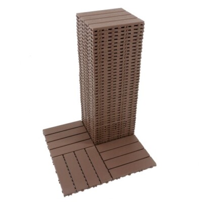 Plastic Interlocking Deck Tiles,44 Pack Patio Deck Tiles,12''x12'' Square Waterpro