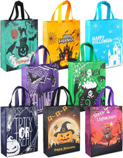 8PCS Halloween Trick or Treat Bags,Halloween Tote Bags with Handles, Gift Bags,