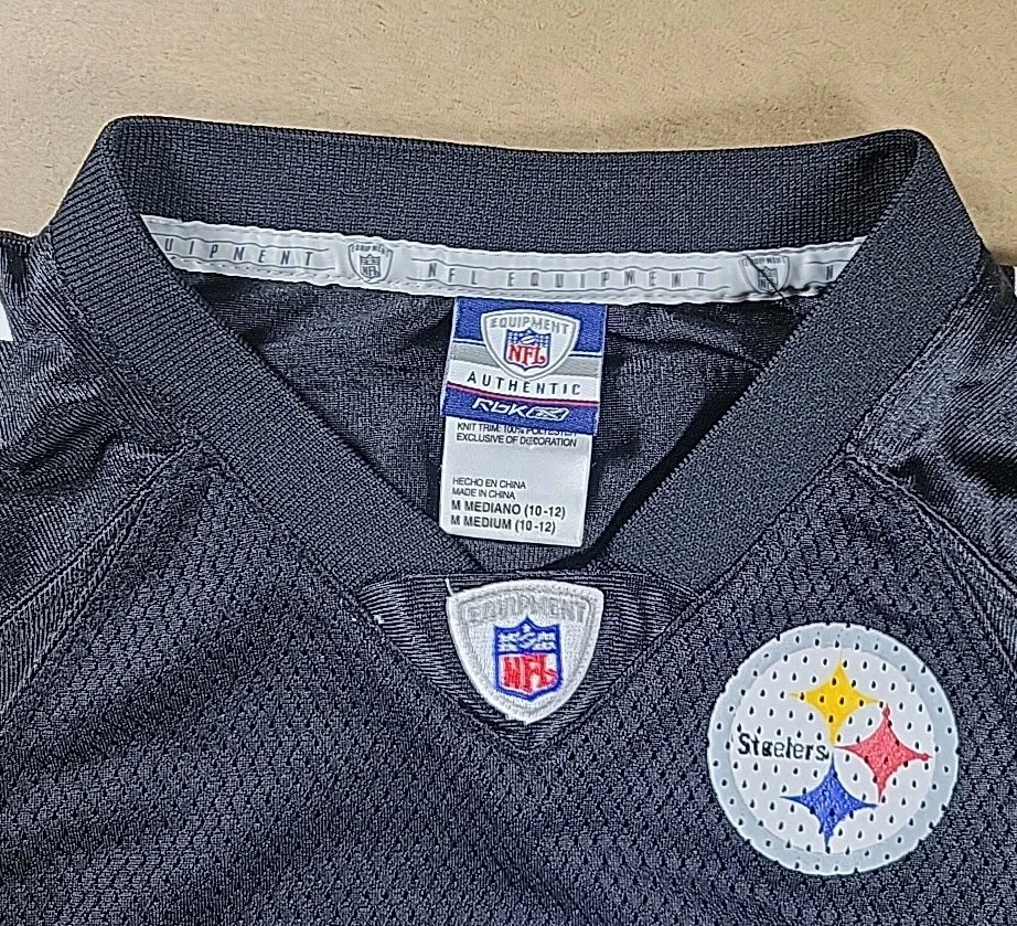 Camiseta deportiva Reebok NFL AUTÉNTICA PITTSBURG Steelers Roethlisberger #7 juvenil talla M Foto 4 de 4