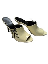 Gucci Tom Ford Era Y2K Patent Leather Corset Lace-Up Peep Toe Mules Yellow 8.5 B