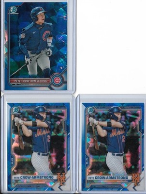 3 count 2021 2022 Bowman Chrome Saphire PETE CROW-ARMSTRONG Rookie RC lot