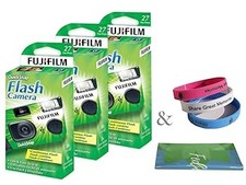 Used Very Good Fujifilm Snap Flash 400 Disposable 35mm Camera 3 Pack Plus 10