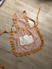 Floral Ruffle Apron Pink  Orange  Adjustable Kitchen Apron with Pocket