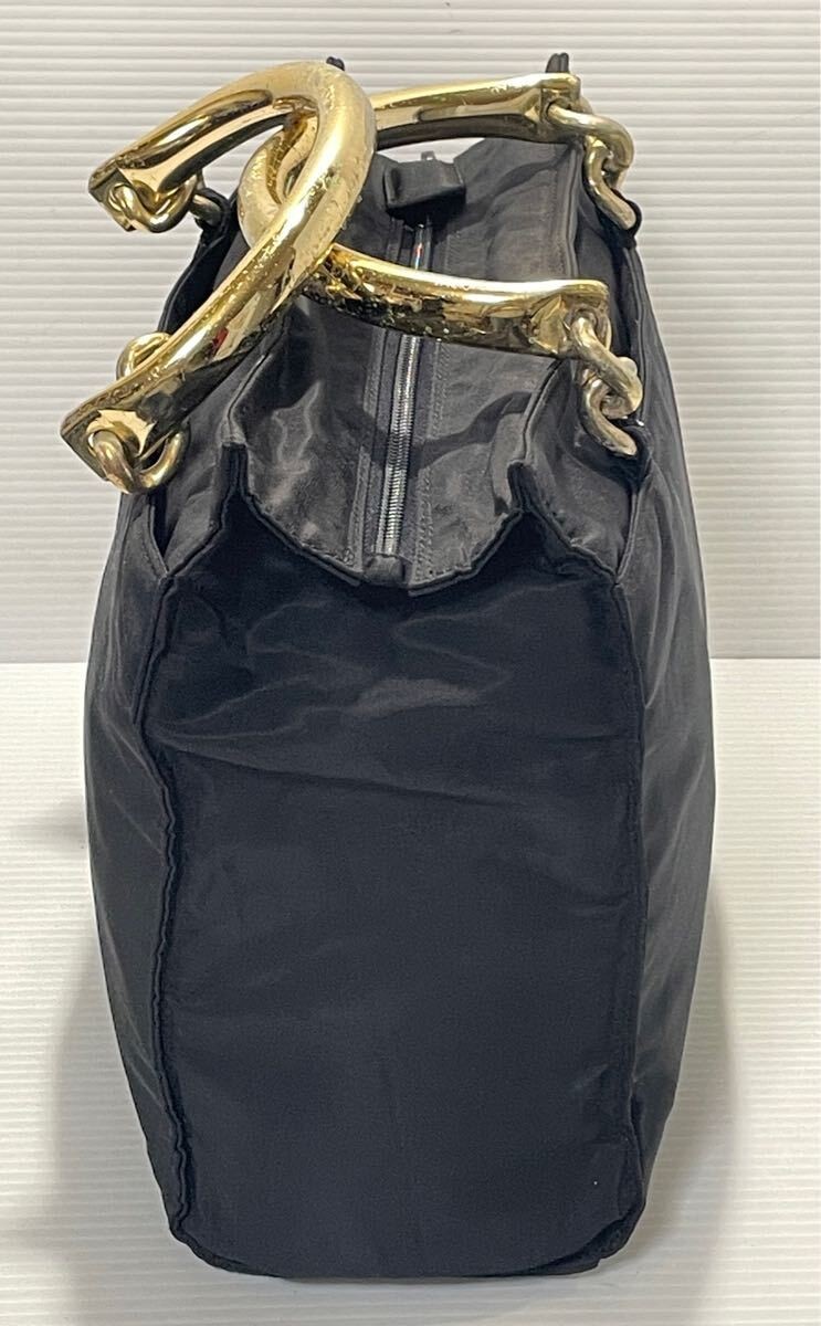 Prada Tessuto Nylon Chain Handle Black Shoulder Bag Vintage Authentic thumbnail 3