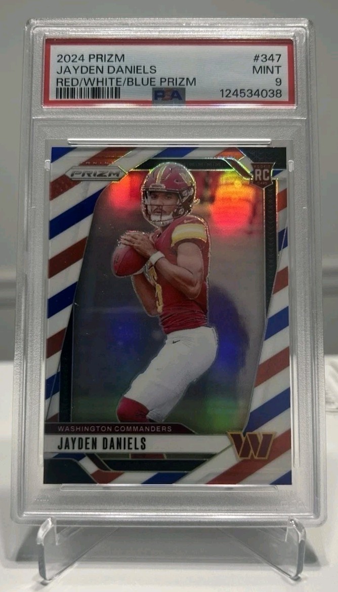 2024 Panini Prizm Rookie Red/White/Blue Prizm #347 Jayden Daniels PSA 9