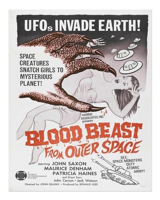 Retro-Sci-Fi-Wandkunst Blutbestie aus dem Weltraum Vintage Alien-Begeg