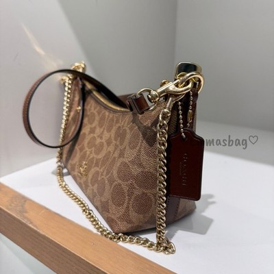Coach Caitlin Shoulder Bag In Signature Canvas CEK80 Gold/Tan
