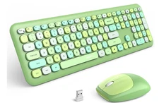 Wireless Keyboard and Mouse Combo, 2.4GHz Colorful Cute 104 Keys Ice Cream