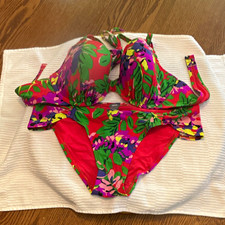 Aerie Floral Halter Bikini 2-Piece Set, Bikini Top 36C  Bottoms M