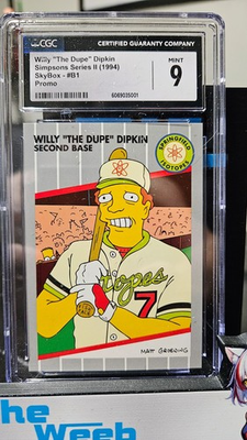 #ad 1994 SkyBox Simpsons II Willy quot;The Dupe Dipkinquot; B1 Promo Card CGC 9 Mint PSA $187.50