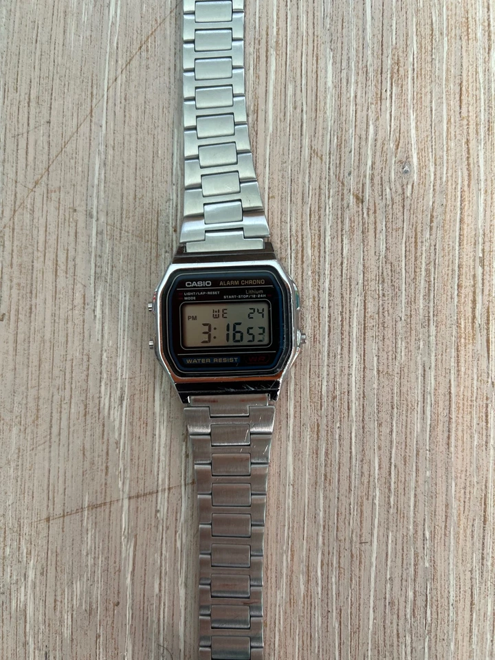 Casio A158W 33mm Silver Resin Case with Silver Stainless Steel Band, photo 1 of 5