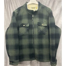 NWT Cabela's 3XL Redwater Sherpa Lined Full Zip Fleece Plaid Jacket Green Black