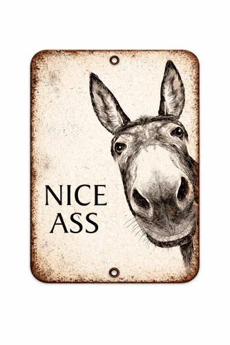 Nice Ass Donkey Funny Bathroom Sign Vintage Metal Tin Sign 8x12 Rustic Decor