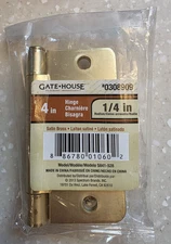 Gate House 4" Satin Brass Gold Finish Door Hinge Round Corner 1/4" #0308909
