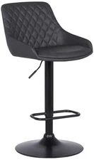 Anibal Gray Faux Leather Adjustable Swivel Tufted Bar Stool