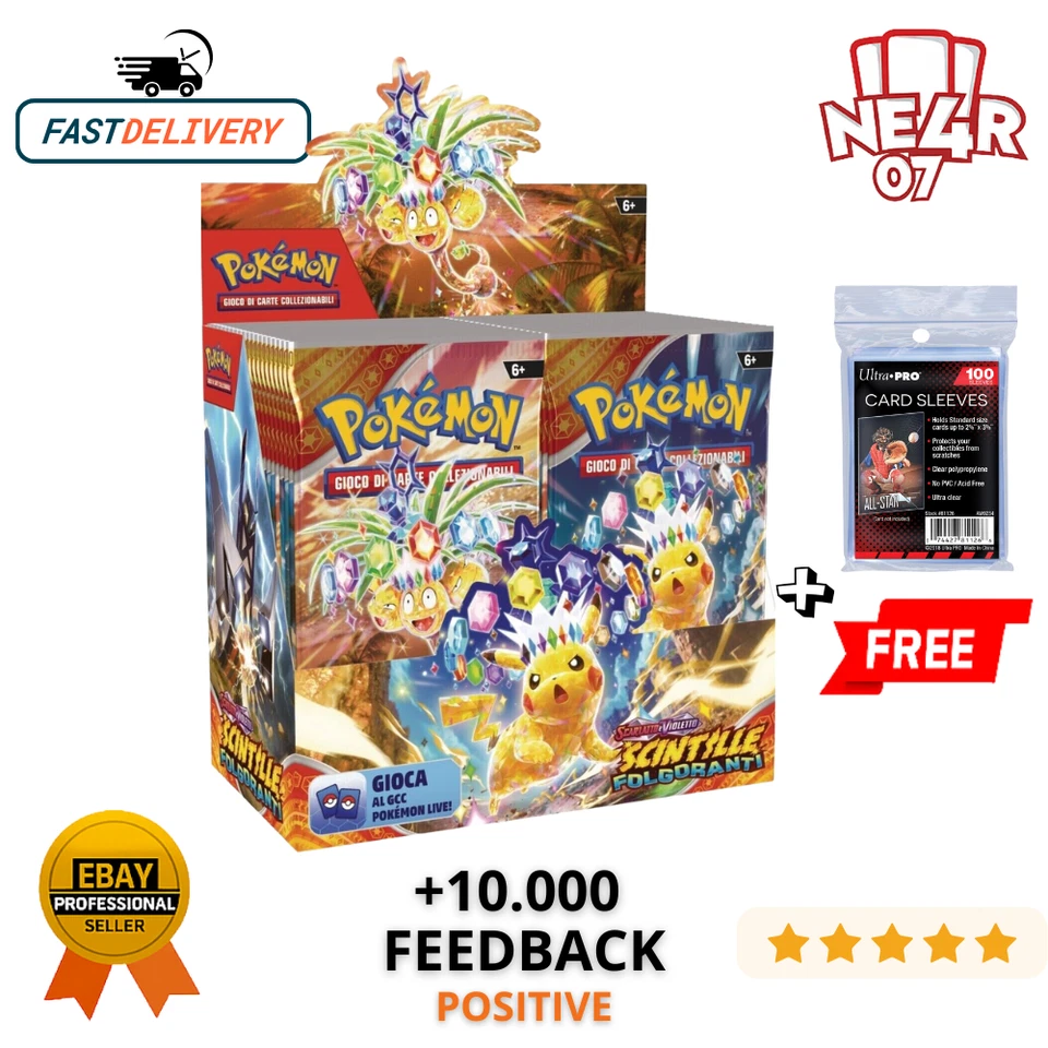 Pokemon booster box scintille folgoranti display pikachu ita italiano