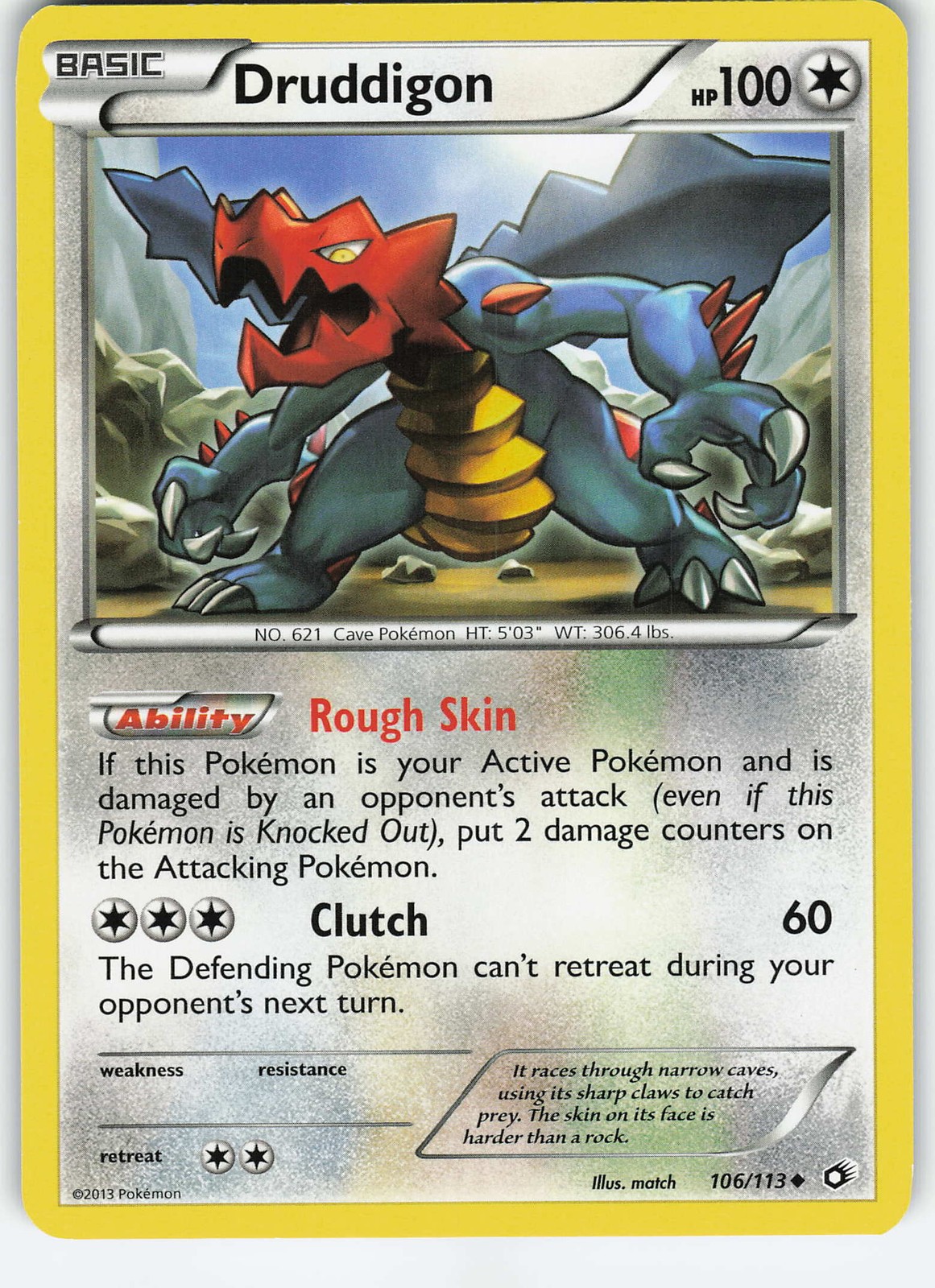 Druddigon 106/113 Legendary Treasures Uncommon Normal MP Pokémon TCG