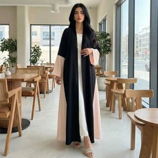 Open Abaya Cardigan Long Maxi Dress Women Muslim Kaftan Kimono Islamic Ramadan