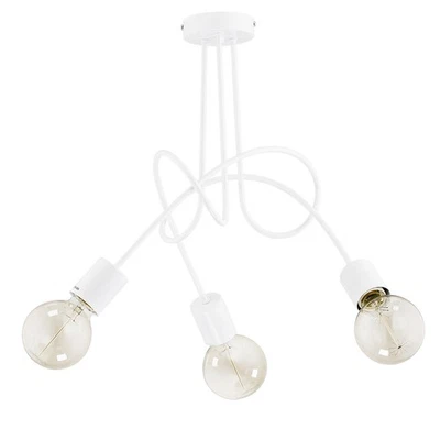 Deckenleuchte Weiß 3-flammig 48 cm breit E27 Retro Design Metall Deckenlampe - Bild 1 von 2