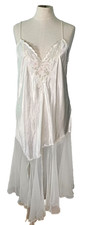 Vintage Victorias Secret Gown Large Nightgown Gold Label Satin Chiffon Embroider