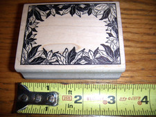 MAGENTA FLOWER LEAVES PICTURE FRAME NEW WOOD RUBBER STAMPS