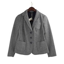 NWT Talbots Womens 2P Tailored Wool Blend Blazer Gray Single Breasted Classic