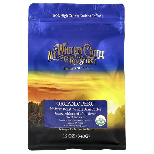 Organic Peru, Whole Bean Coffee, Medium Roast, 12 oz (340 g)