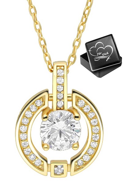 Kette Mit AnhäNger Rund 925 Silber Gold Schmuck Geschenk FüR Ehefrau Damen-image