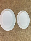 2-Vintage Anchor Hocking Fire King Milk Glass White Oval Platters 11x7.5 & 9x6
