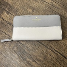 KATE SPADE Cedar Street Lacey Zip Around Wallet Accordion Two Tone Gray 4019