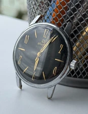 1960's ATLANTIC WORLDMASTER 21 JEWELS SUPER ATLANTIC BLACK DIAL PERFECT WATCH