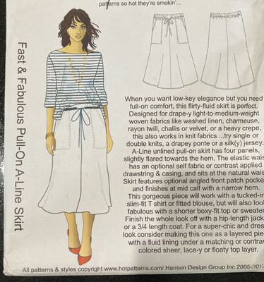 HotPatterns HP-1194 Fast & Fabulous Pull-On A-Line Skirt Original Uncut Sealed