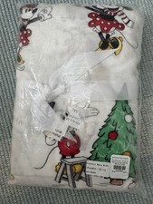 Pottery Barn Kids MICKEY MOUSE HOLIDAY FLANNEL CRIB SHEET CHRISTMAS MINNEY