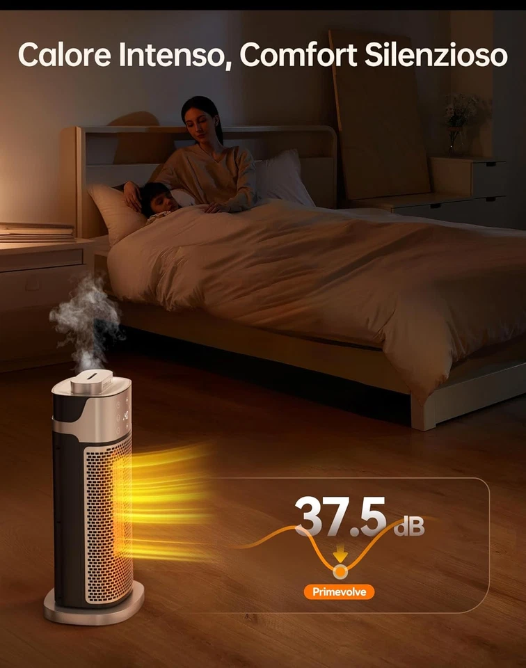 Stufetta Elettrica Con Umidificatore Funzione, 2000W Termoventilatore Ceramico a - Immagine 4 di 4