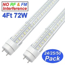 24-50 Pack 4FT G13 Bi Pin T8 Led Tube Light Bulbs 72W 4Foot Led Shop Light 6500K