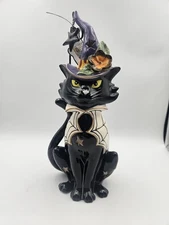 Blue Sky Clayworks Black Cat Witch Magical Warlock Tealight Candle House NWT 
