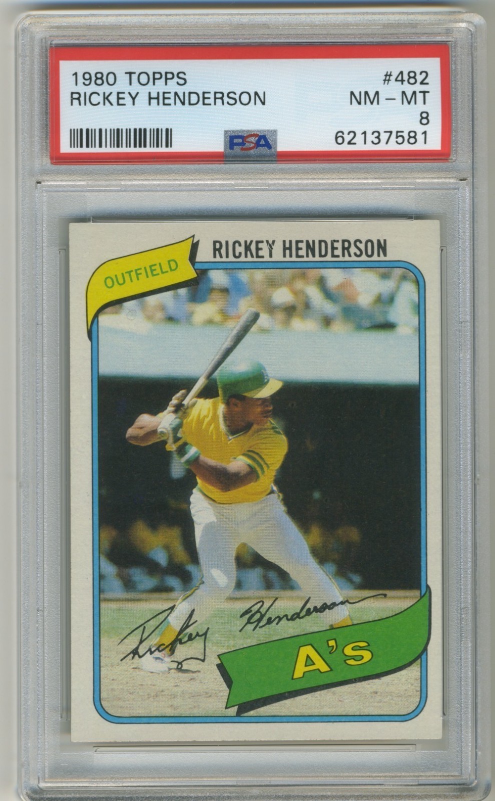 1980 TOPPS #482 RICKEY HENDERSON PSA 8 NM-MT SHARP 💎