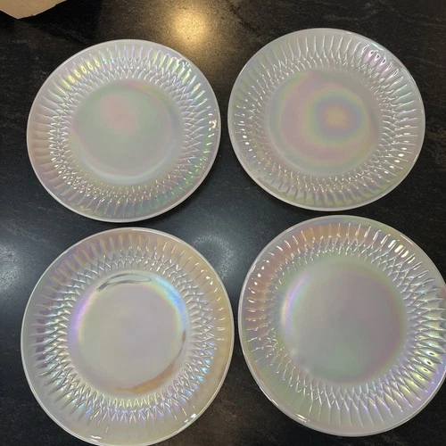 Vintage Federal Glass Moonglow 9 7/8" Iridescent Dinner Plates - Set of 4