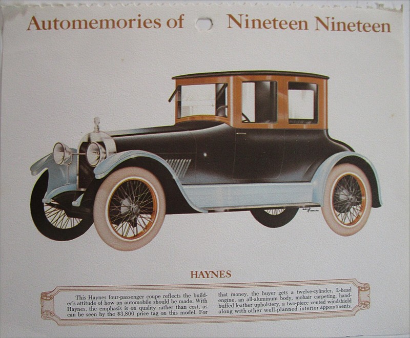 1919 Haynes coupe car calendar print (black & wood)