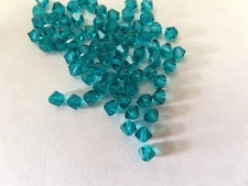 72 Preciosa Machine Cut Bicone Beads 4mm Blue Zircon.