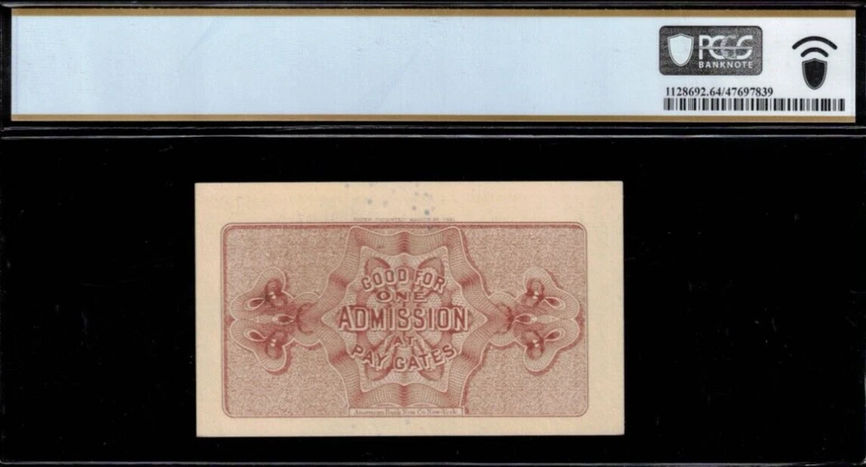 1893 Exposition Ticket - World Fair Columbus - Chicago, Illinois PCGS 64PPQ - Image 2 of 2