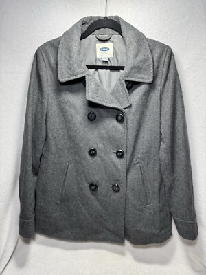 Old Navy Wool-Blend Peacoat Gray Winter Coat Women s Size Medium