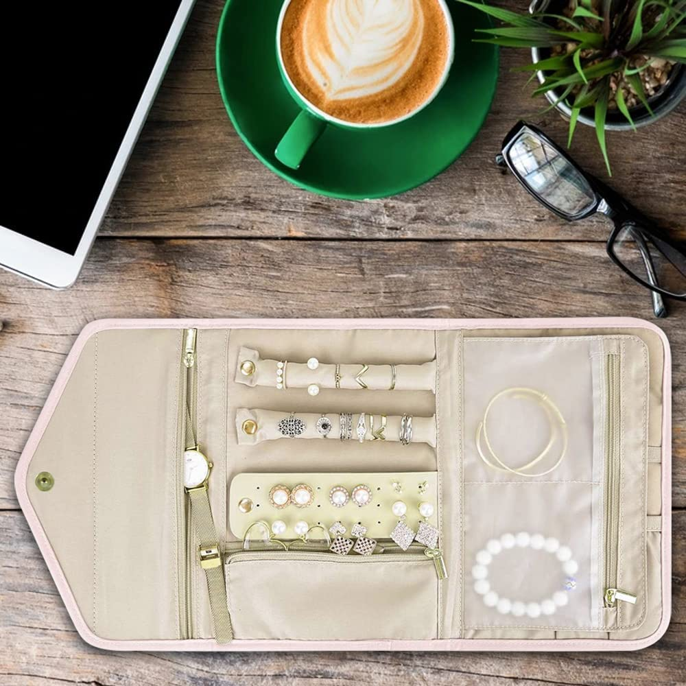 Travel Jewelry Organizer Case Foldable Roll Journey Storage Bag