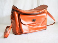 Vintage vinyl Camera Bag 50s 60s Bass Brass and cloth zipper