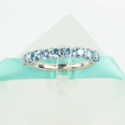 3MM Greenish Blue Moissanite Wedding Band Ring, 925 Sterling Silver Laszlo V