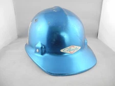 Vintage Jackson Products Aluminum Hard Hat Helmet Metallic Blue Chrome w/ Liner
