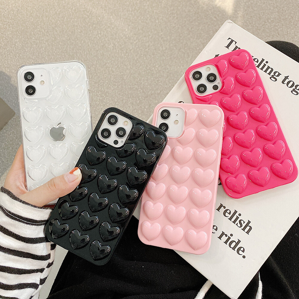 3D Love Heart Candy Color Phone Case For iPhone 17 16 15 14 13 12